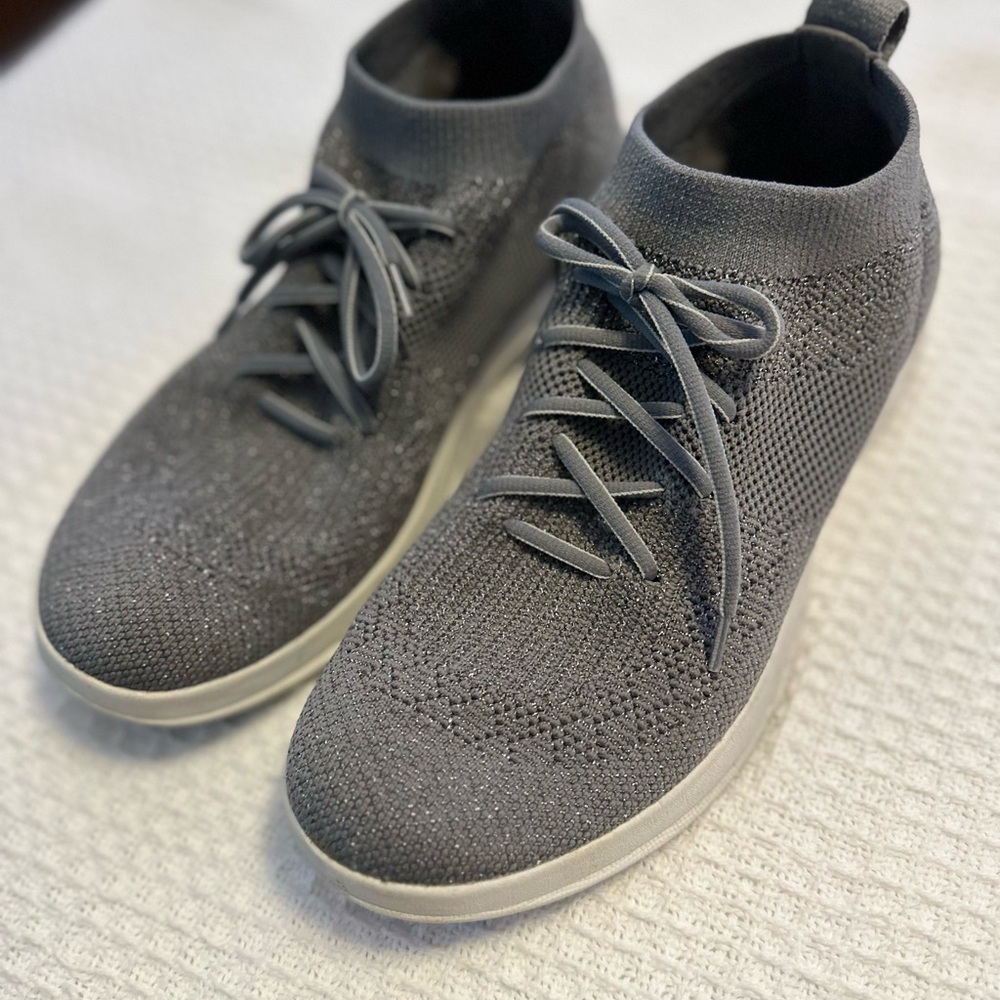 Fitflop sparkle Gray Sneakers UberKnit high top slip on sz 9